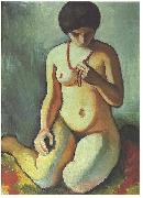 Female nude with coral necklace August Macke